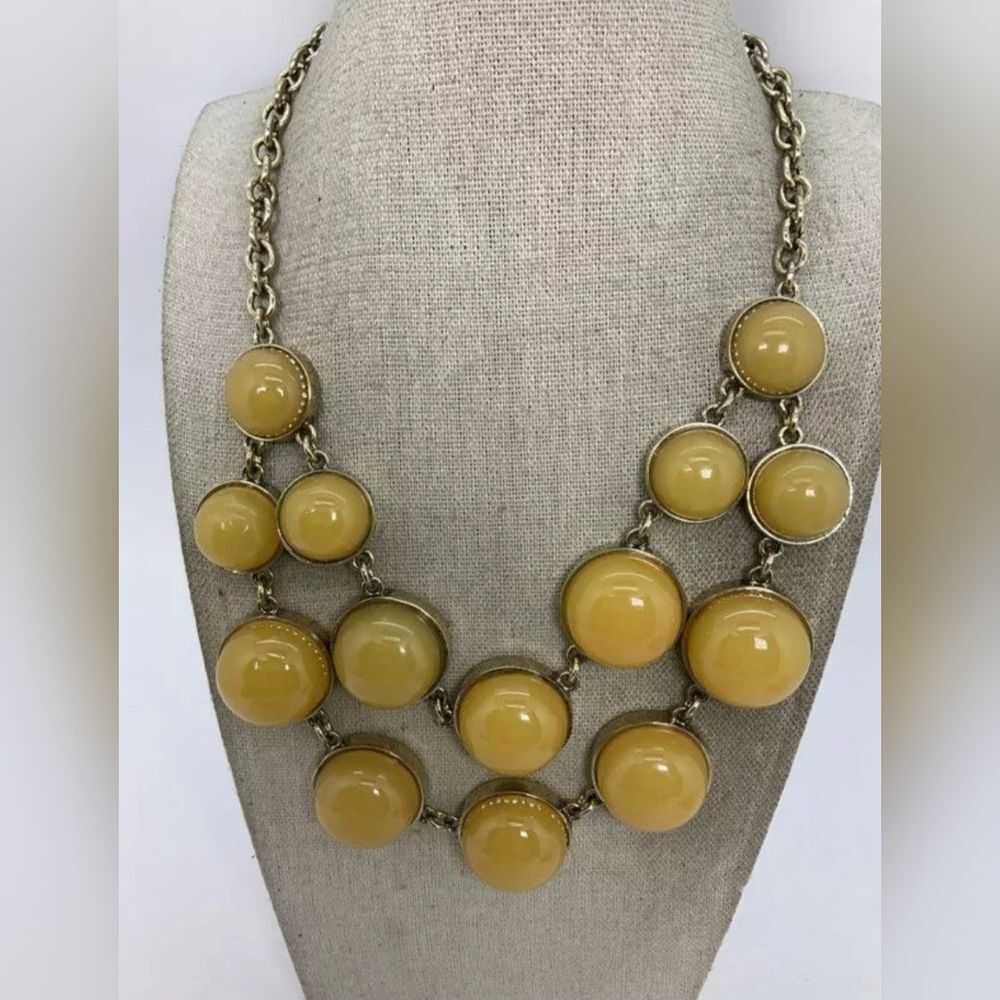 Ann Taylor Vitage Yellow Cabochon Bib Necklace/Bracelet Set 17"